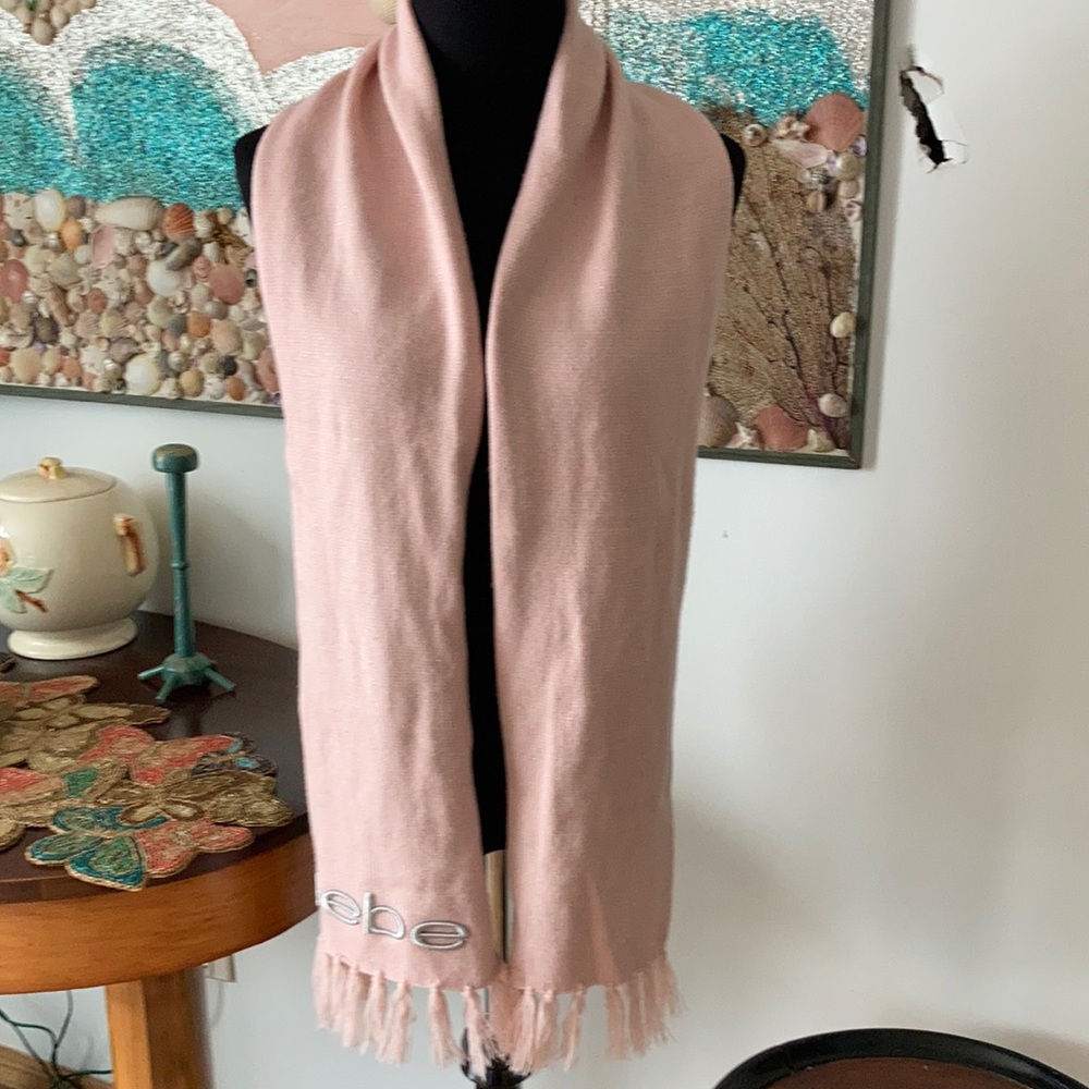 BEBE fringed winter knitted scarf